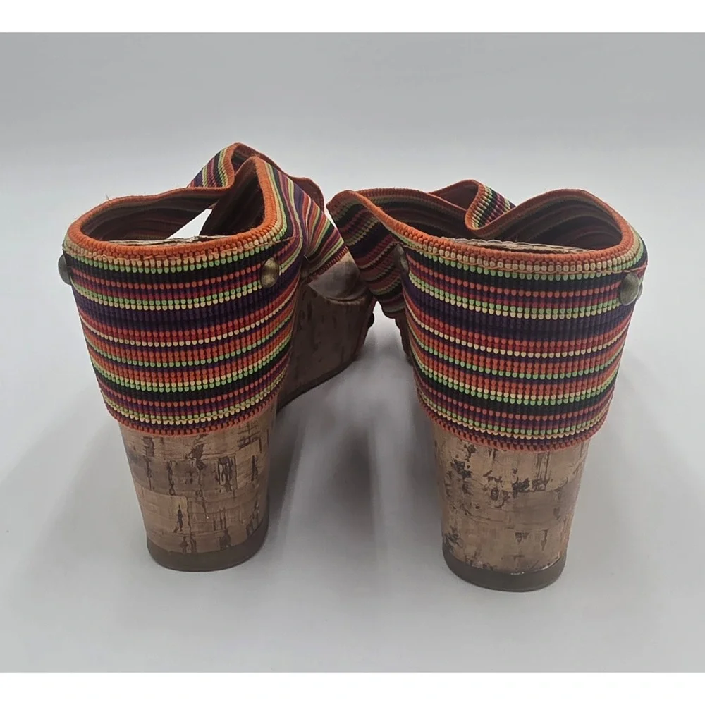 XOXO Bali Women's 8.5M Striped Cork Wedge Sandal Multi Color Platform Slide